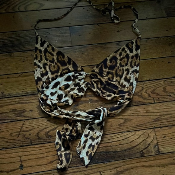 SHIEN cheetah print size XS tie crop top - Picture 1 of 3